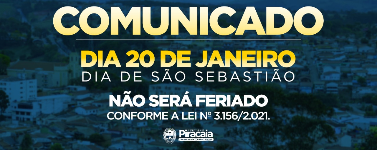 COMUNICADADO - Dia 20 de janeiro