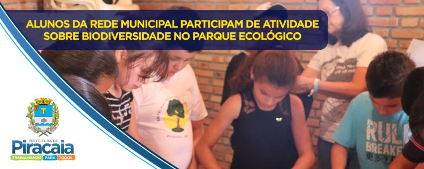 Alunos da rede municipal participam de atividade sobre biodiversidade no Parque Ecológico