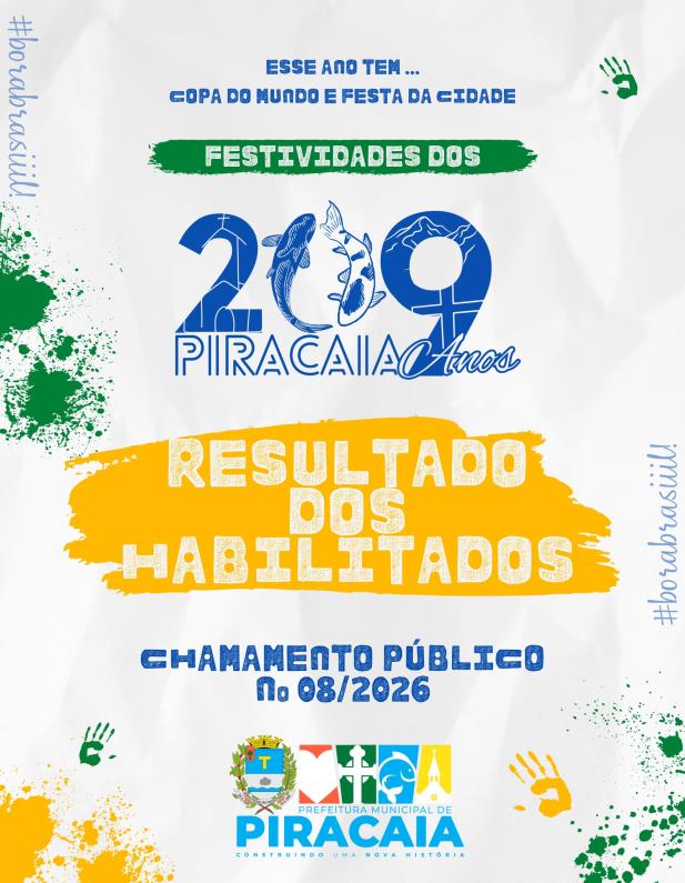 RESULTADO DOS HABILITADOS- FESTIVIDADES DOS 209 ANOS DE PIRACAIA !