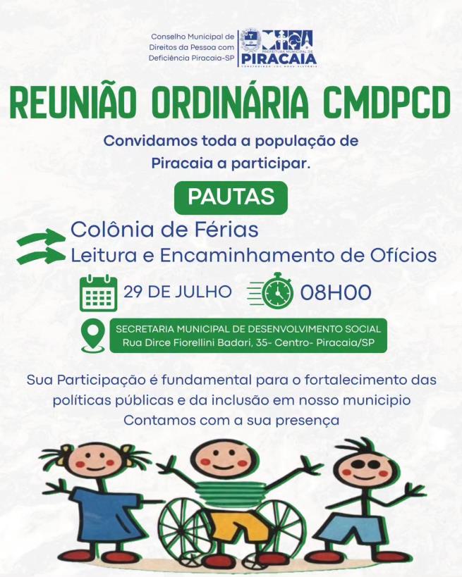 VOZ E REPRESENTATIVIDADE: CONSTRUINDO UMA PIRACAIA INCLUSIVA !