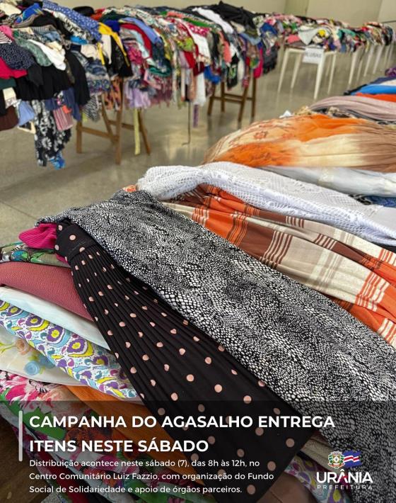 CAMPANHA DO AGASALHO REALIZA ENTREGA DE ITENS NESTE SÁBADO
