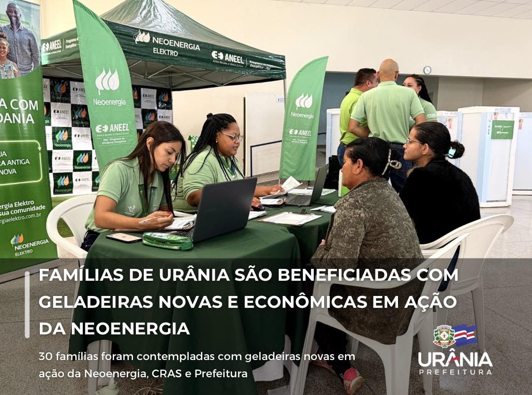 FAMÍLIAS DE URÂNIA SÃO BENEFICIADAS COM GELADEIRAS NOVAS E ECONÔMICAS EM AÇÃO DA NEOENERGIA