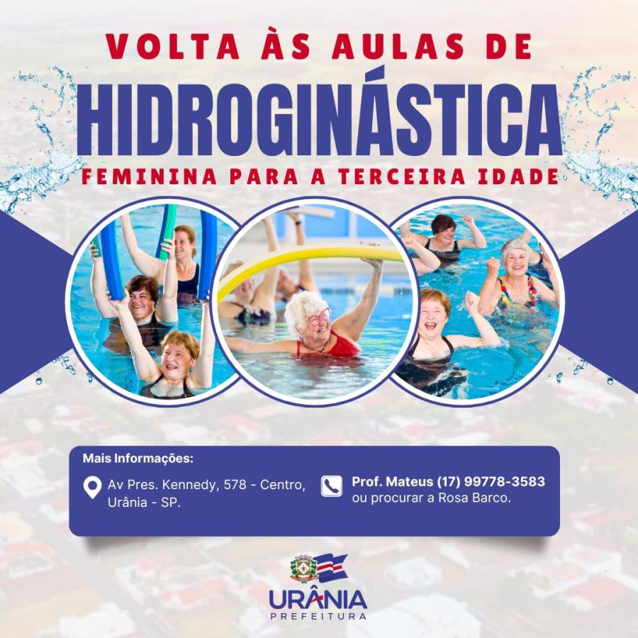 RETORNO DAS AULAS DE HIDROGINÁSTICA FEMININA PARA A TERCEIRA IDADE