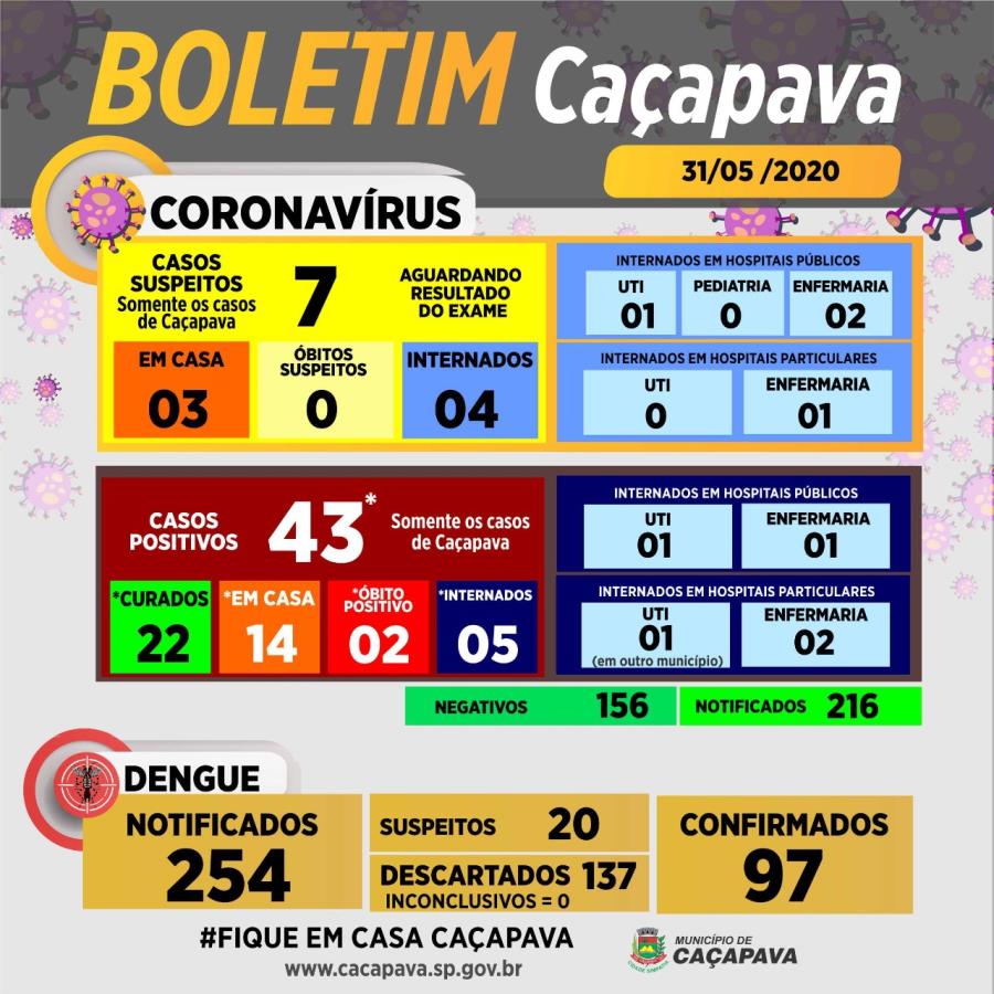 Boletim diário coronavírus e dengue - 31 de maio