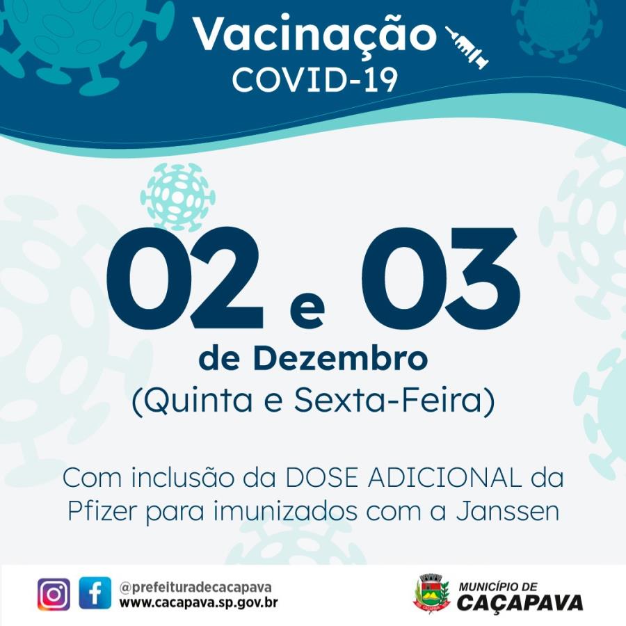 Aplicação de dose de reforço para vacinados com a Janssen começa nesta quinta em Caçapava