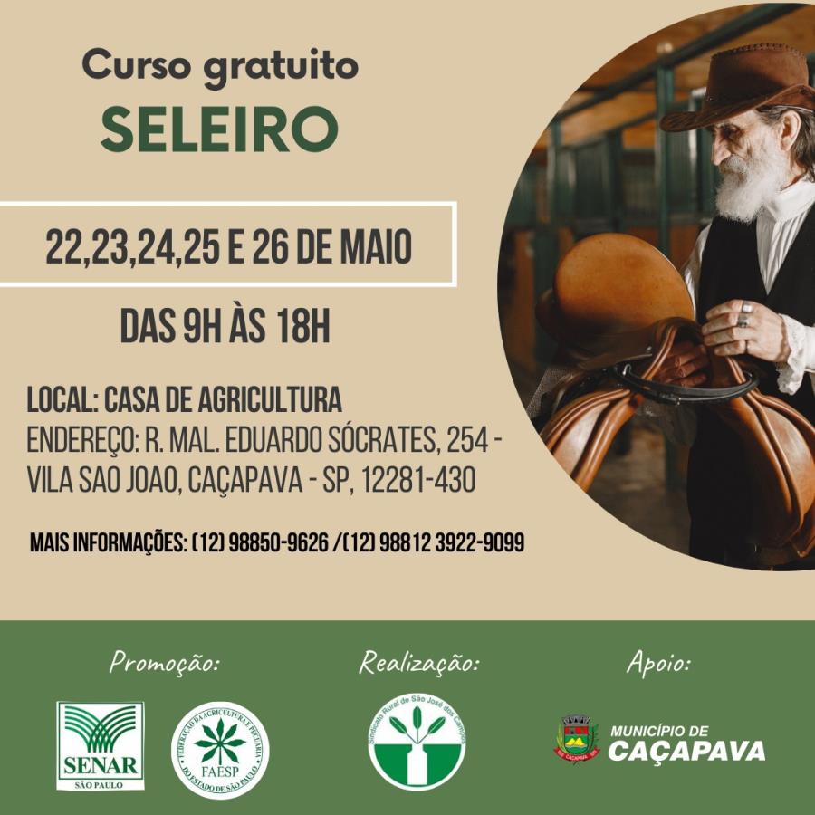 Inscrições abertas para curso gratuito de Seleiro 
