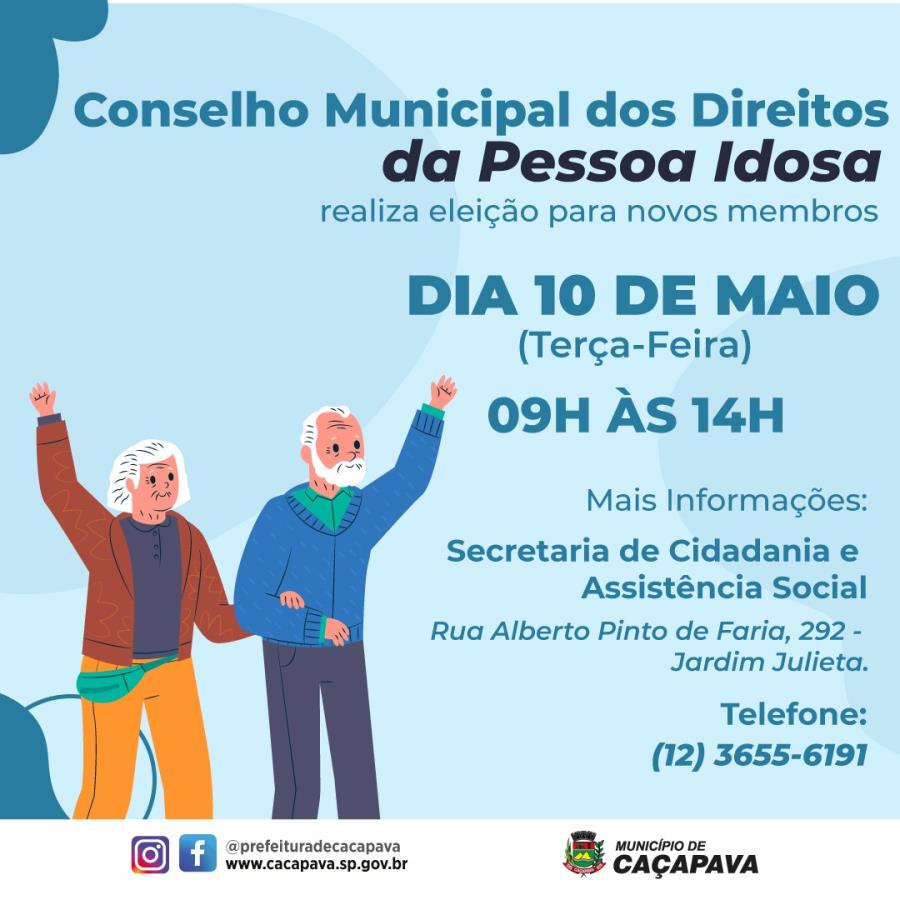 Conselho Municipal dos Direitos da Pessoa Idosa realiza eleição para novos membros dia 10 de maio
