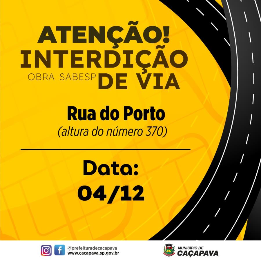 Interdição temporária da Rua do Porto no dia 4