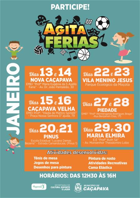 Prefeitura de Caçapava realiza programação gratuita de férias a partir desta segunda-feira (13)