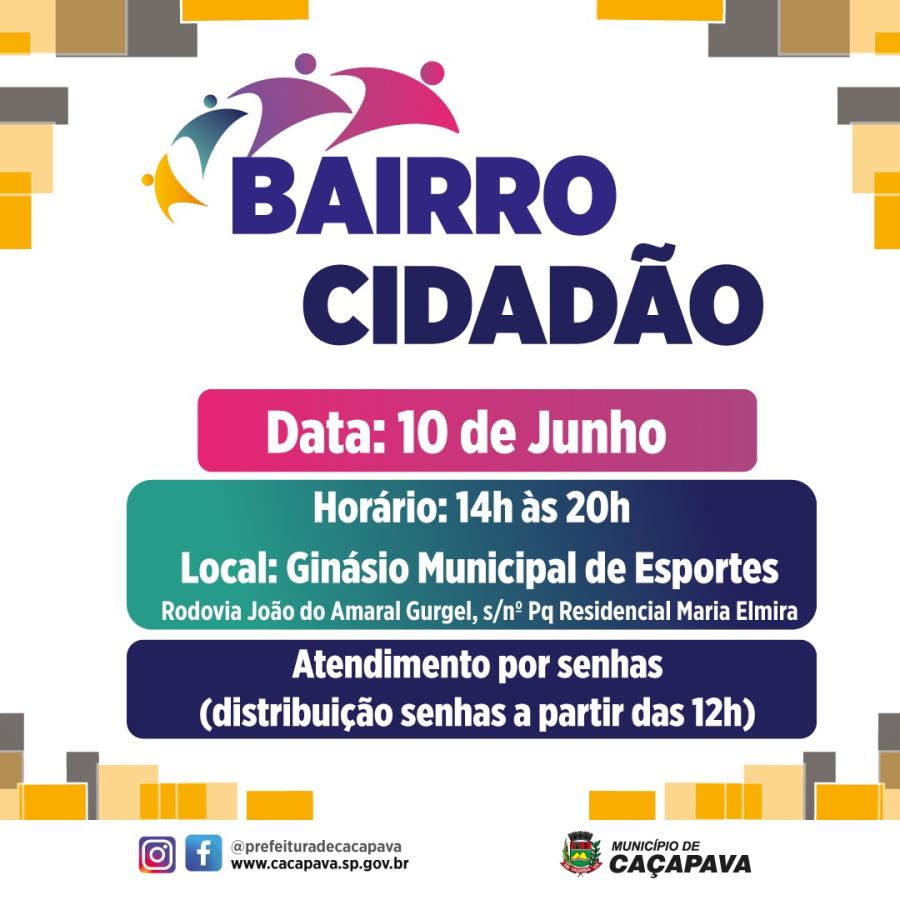 Caçapava realiza nesta sexta-feira (10) ação Bairro Cidadão no Ginásio Municipal de Esportes