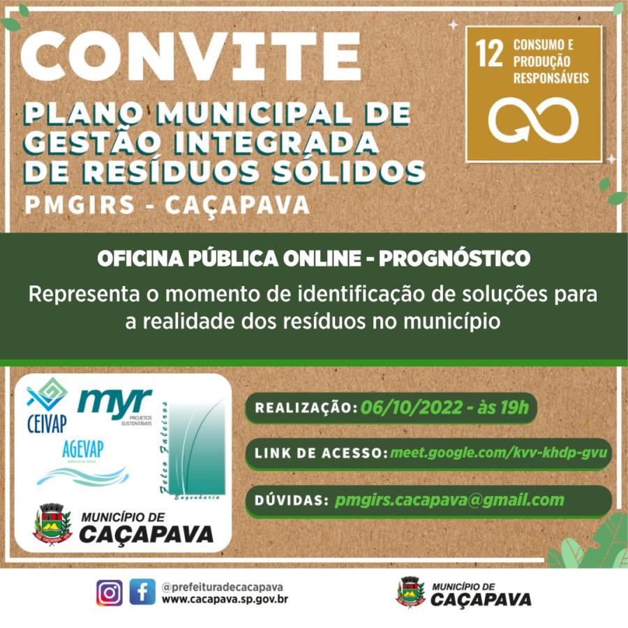 Caçapava realiza oficina virtual para apresentação do prognóstico do Plano de Gestão Integrada de Resíduos Sólidos