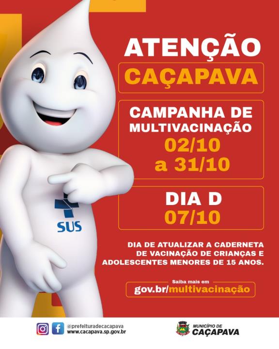 Campanha de multivacinação nacional acontece ao longo do mês em Caçapava e terá dia D no sábado (7)