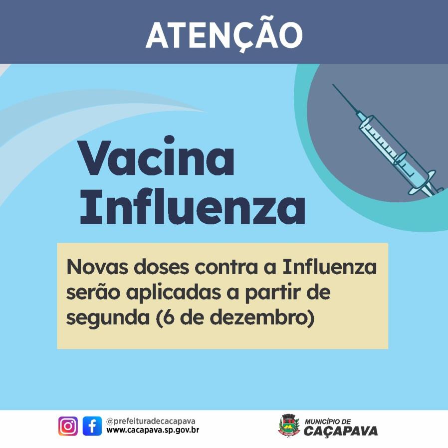 Caçapava recebe novas doses de vacina contra a Influenza e reabre campanha na próxima segunda