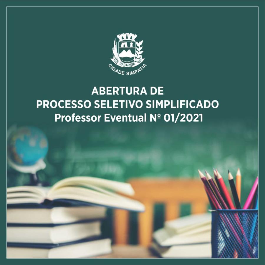 Prefeitura de Caçapava abre inscrição para processo seletivo simplificado para professores eventuais