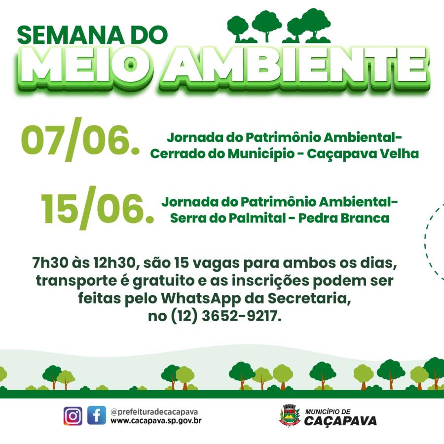 Programação da Semana do Meio Ambiente terá visitas guiadas gratuitas aos biomas de Caçapava