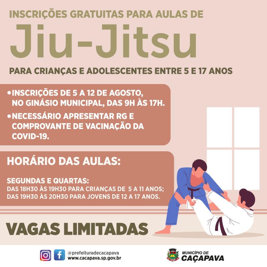 Vagas gratuitas para Jiu Jitsu para crianças e adolescentes entre 5 e 17 anos 