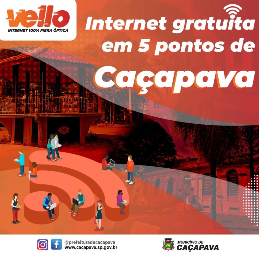 Cinco pontos de Internet gratuita serão liberados em Caçapava a partir de 7 de Setembro