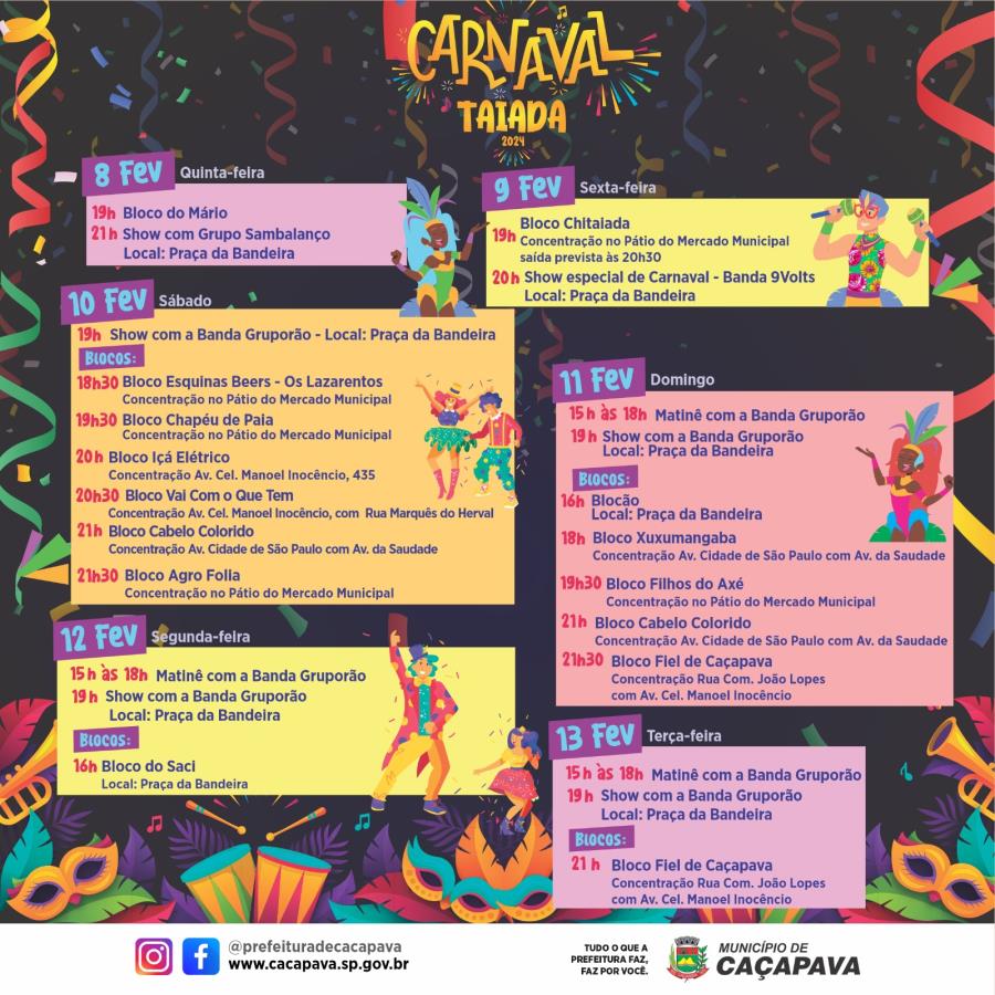 Treze blocos animam Carnaval de Caçapava a partir desta quinta-feira (8)