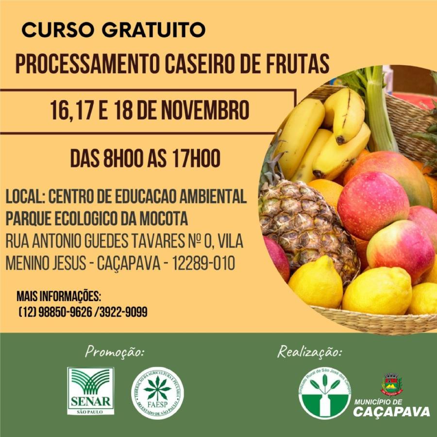 Inscrições abertas para curso de Processamento Caseiro de Frutas