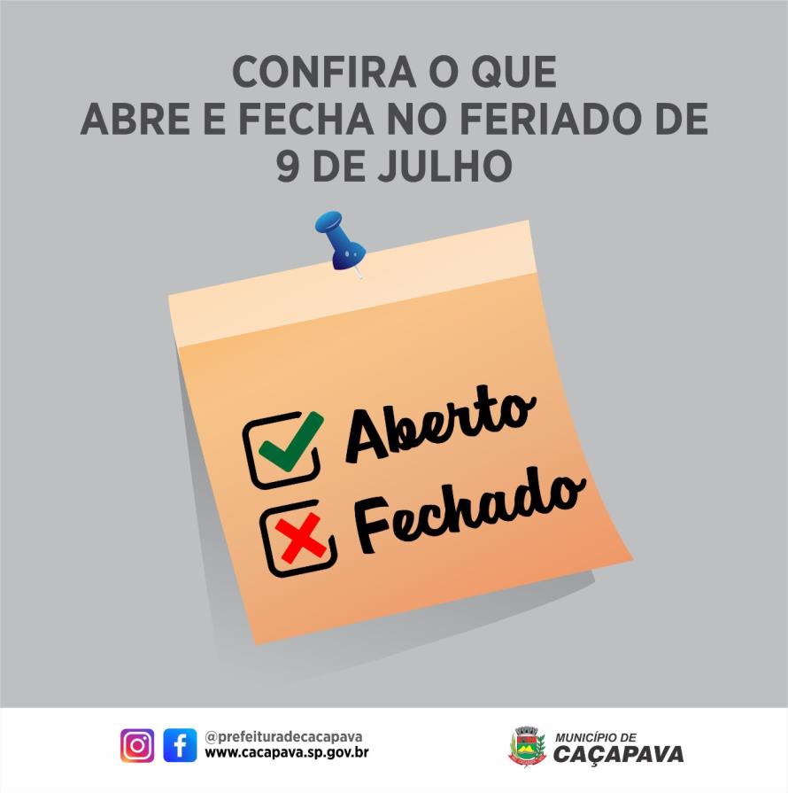 Veja o que abre e fecha no feriado de 9 de julho em Caçapava