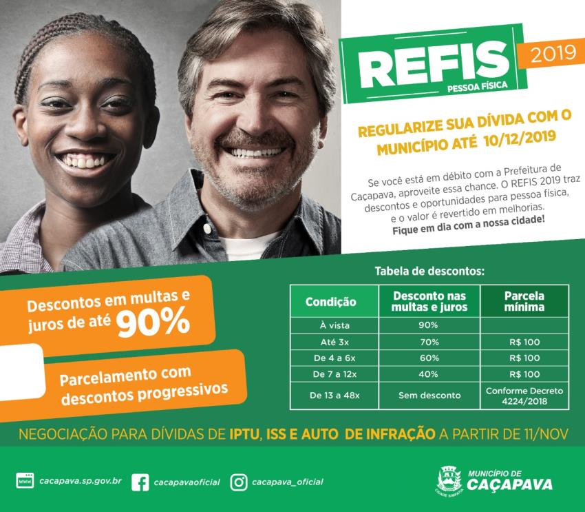 Prefeitura abre refis 2019 para pessoa física