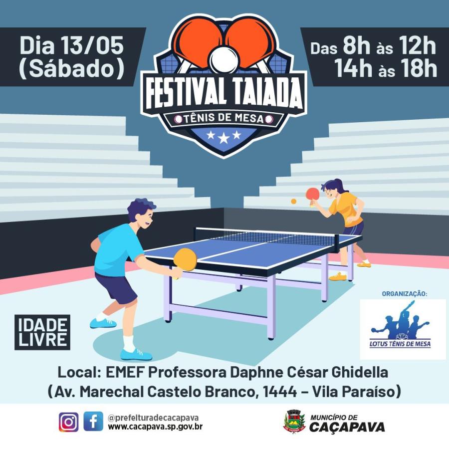 Caçapava recebe Festival de Tênis de Mesa neste sábado (13)