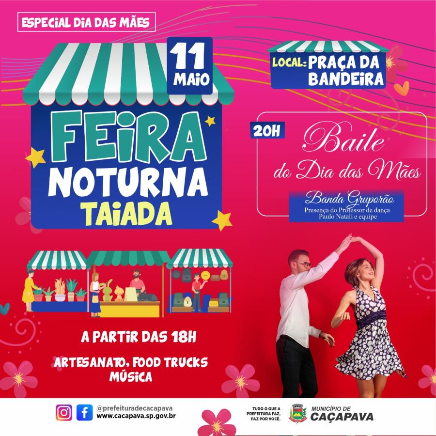 Praça da Bandeira recebe feira noturna e baile especial em homenagem ao Dia das Mães neste sábado (11)
