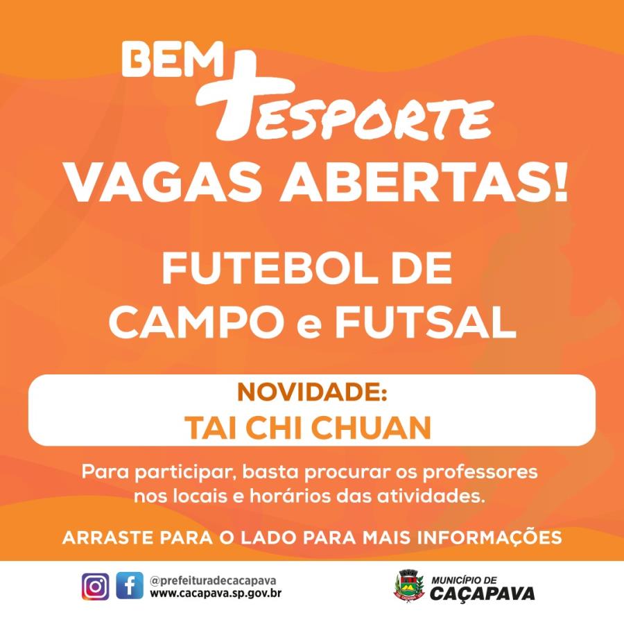 Novas vagas oferecidas pelo Bem + Esporte em três modalidades