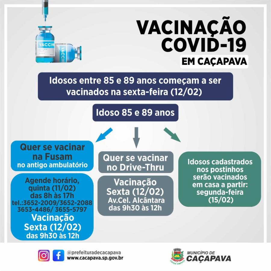 Prefeitura antecipa vacinação para idosos de 85 a 89 anos nesta sexta