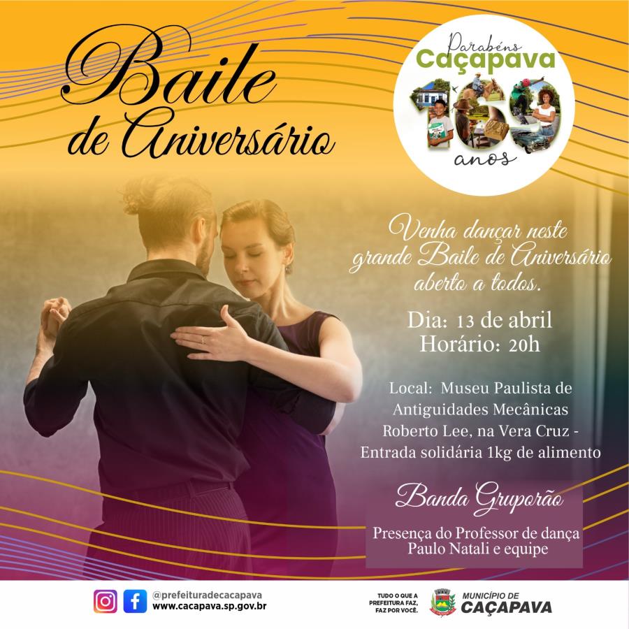 Baile é destaque na programação de aniversário de Caçapava neste sábado, dia 13