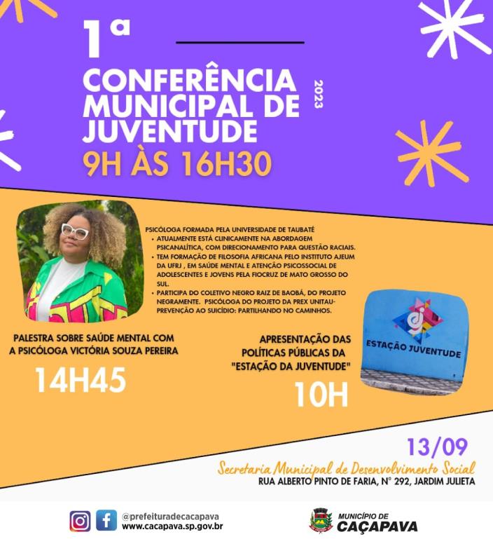 1ª Conferência Municipal da Juventude acontece nesta quarta-feira (13)