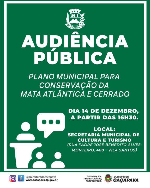 Prefeitura realiza audiência pública do Plano Municipal da Conservação e Recuperação da Mata Atlântica e Cerrado