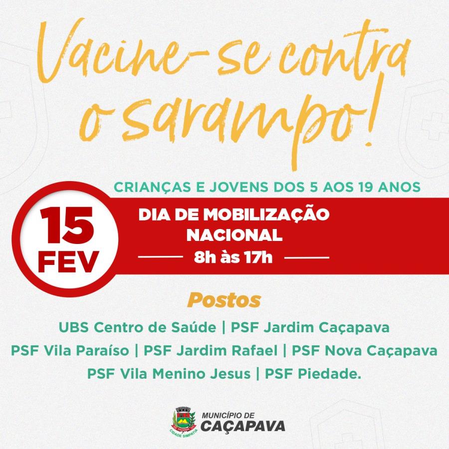 Caçapava realiza Dia D de vacinação contra o sarampo neste sábado (15)