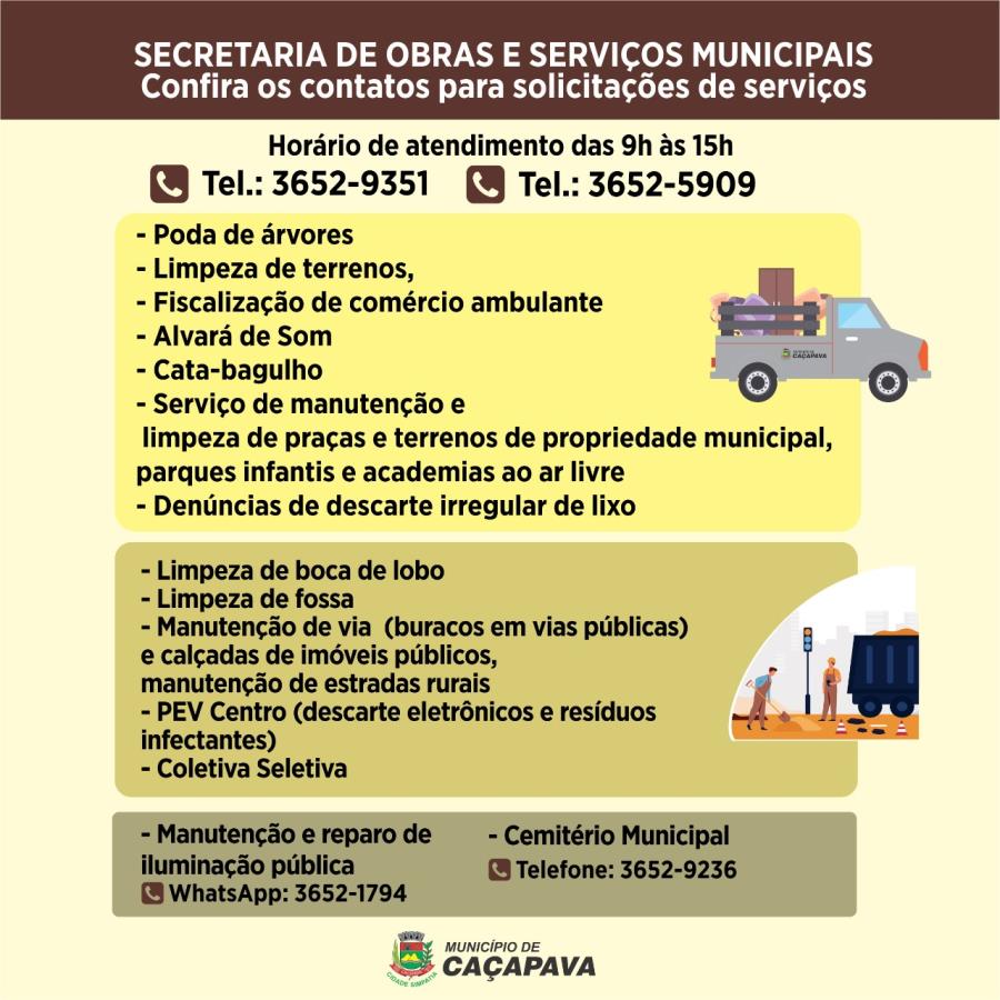 Confira os horários de atendimento dos serviços municipais na