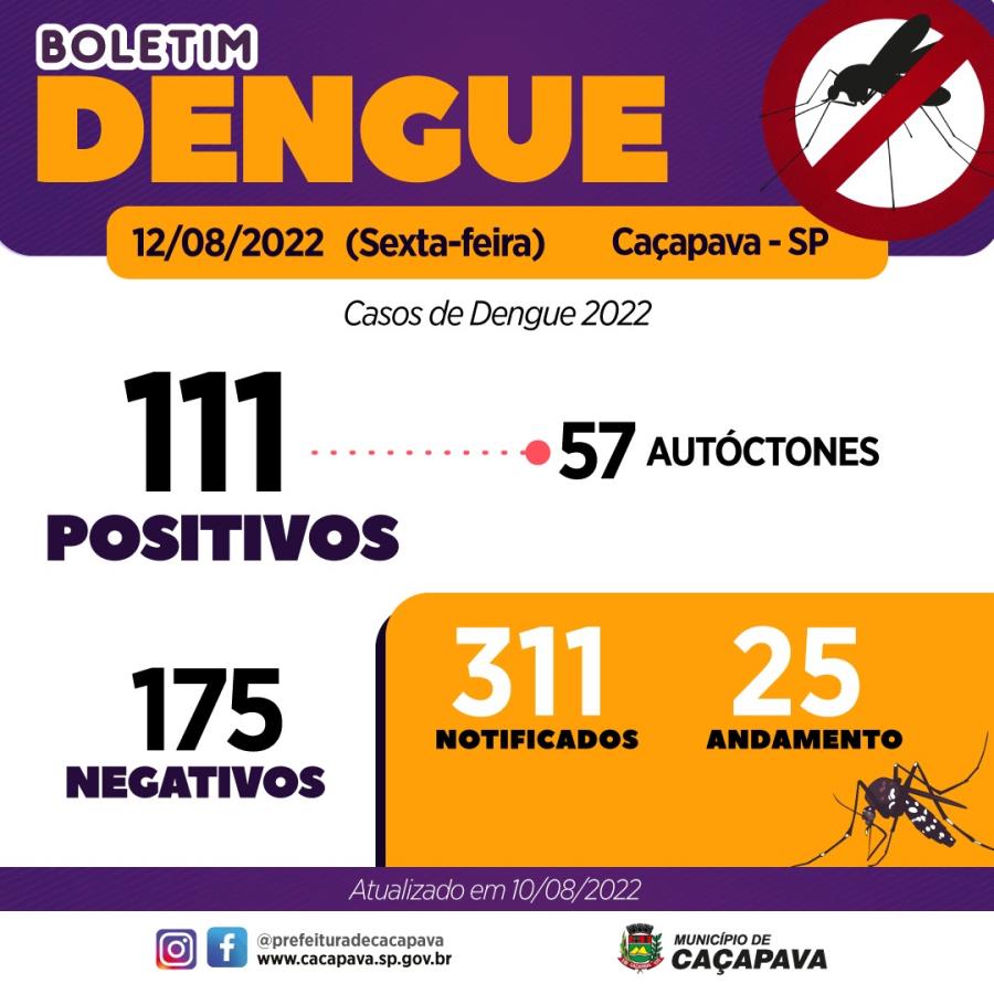 Boletim semanal da Dengue - 12 de agosto de 2022