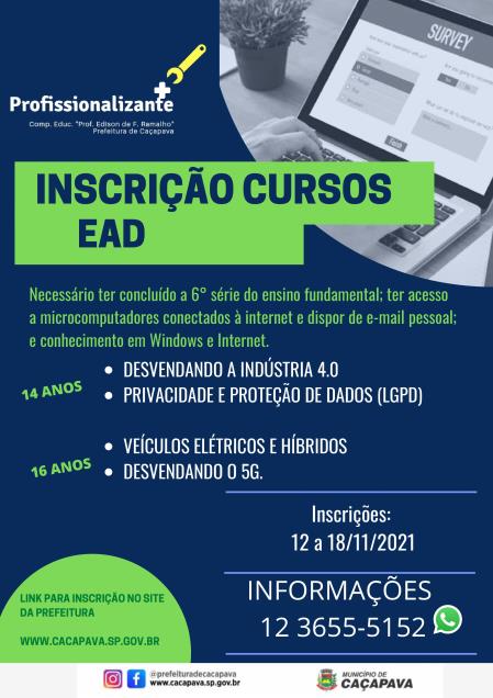 Curso EJA profissionalizante EaD abre inscrições