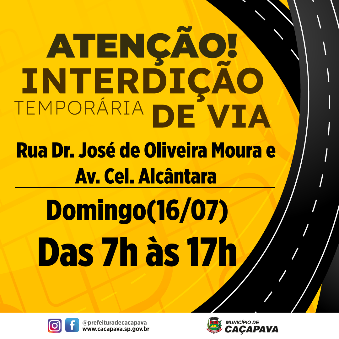 Obras da Sabesp interditam Rua Dr. José de Oliveira Moura e Av. Cel. Alcântara neste domingo (16)