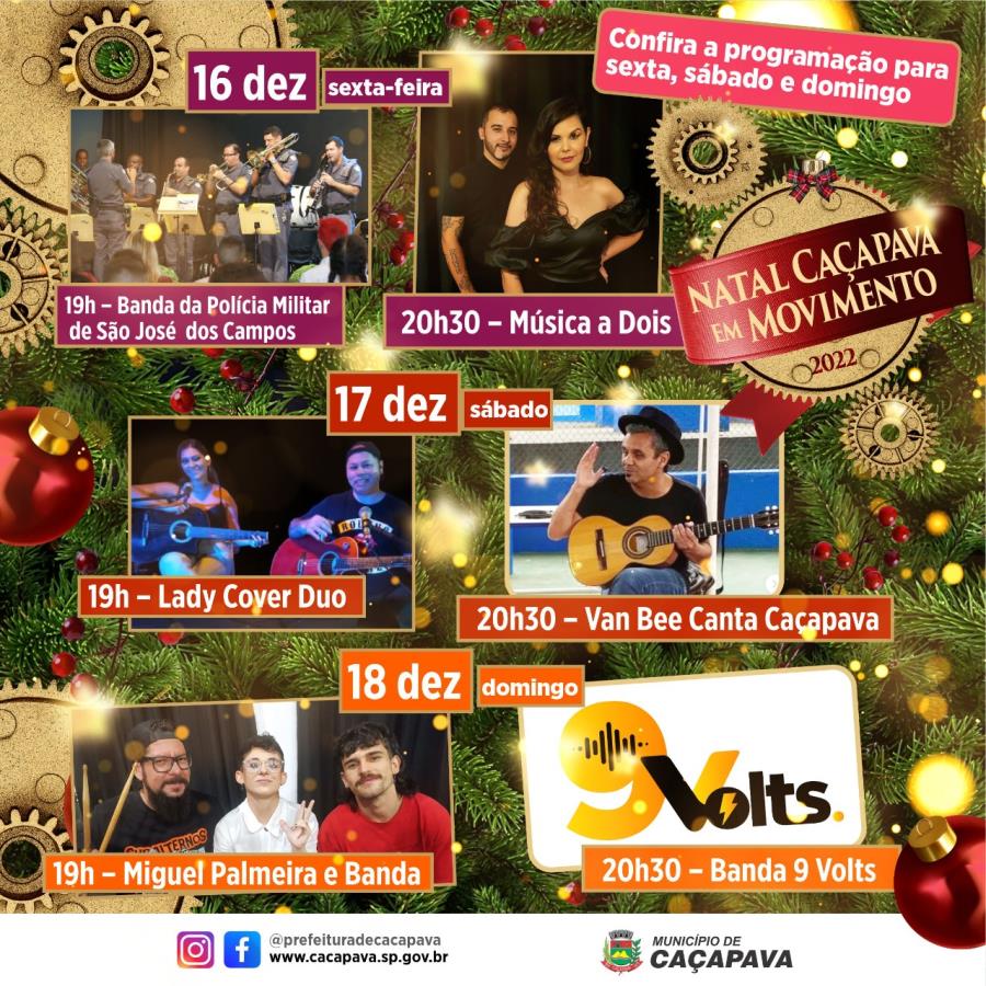 Programação cultural do Natal de Caçapava tem shows musicais de diferentes estilos neste fim de semana