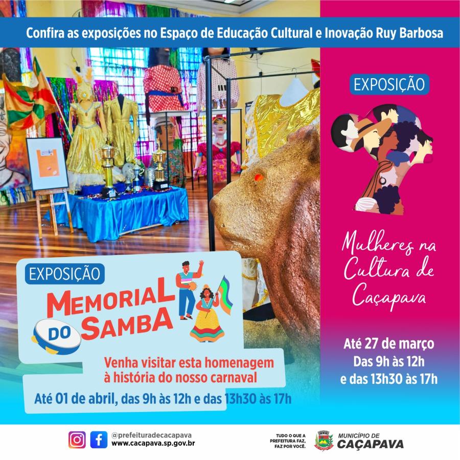 Exposições em homenagem às mulheres e ao samba podem ser vistas até o final do mês na Secretaria de Cultura