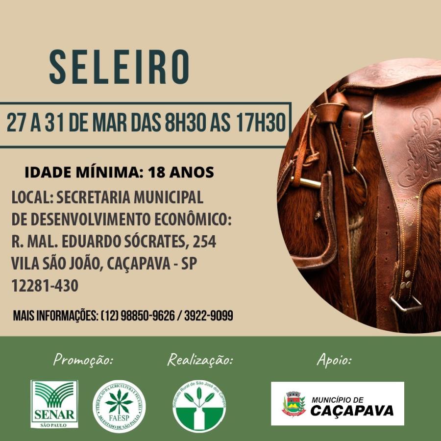 Inscrições abertas para curso gratuito de “Seleiro”