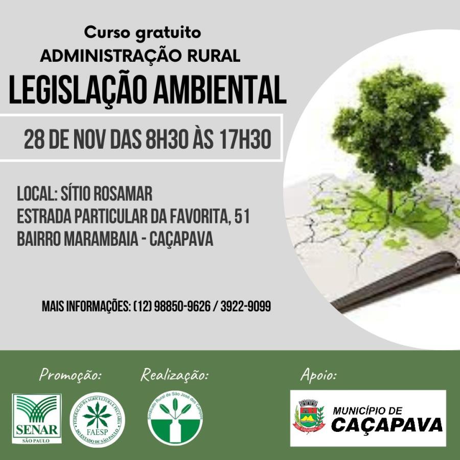 Inscrições abertas para curso gratuito de “Administração Rural – Legislação Ambiental”