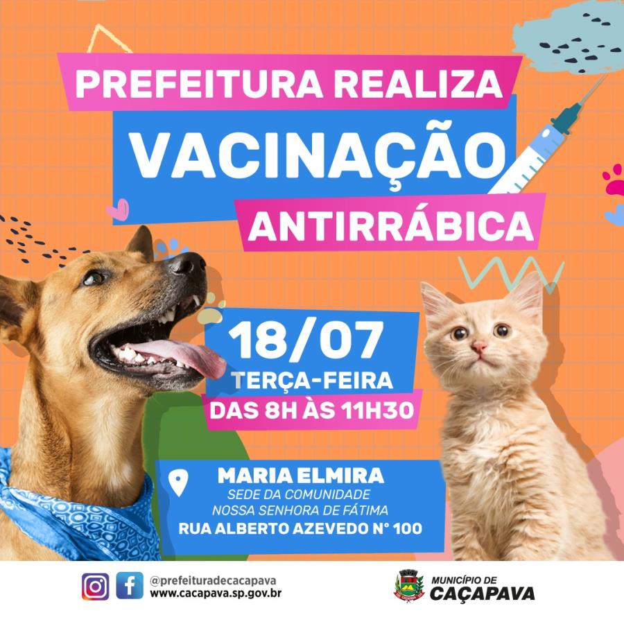 Vacinação antirrábica acontece nesta terça (18) no Maria Elmira