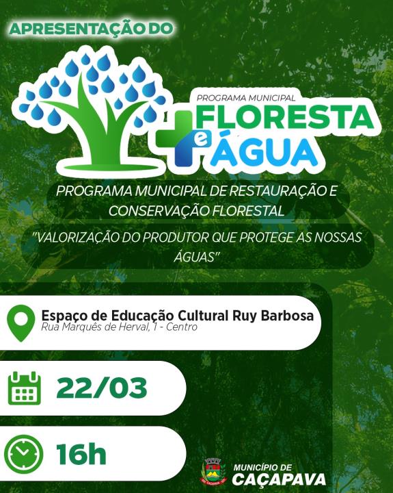 Caçapava lança programa + Floresta e Água nesta sexta (22)