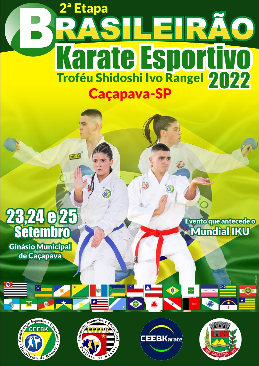 Caçapava recebe etapa do Campeonato Brasileiro de Karatê Esportivo de 23 a 25 de setembro