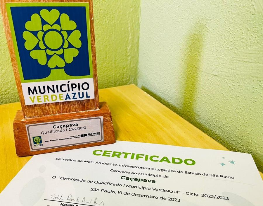 Caçapava é premiada por bom desempenho no Programa Município Verde Azul