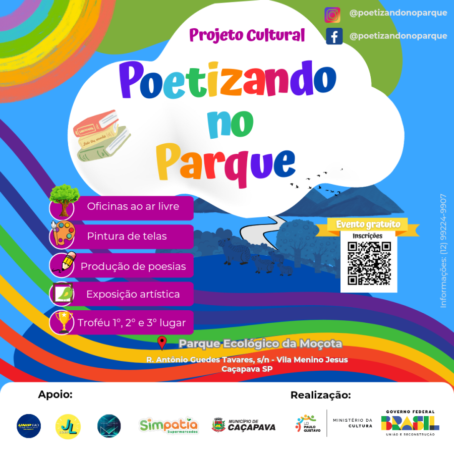 Projeto aprovado na Lei Paulo Gustavo, em Caçapava, está com inscrições abertas para oficinas de poesia