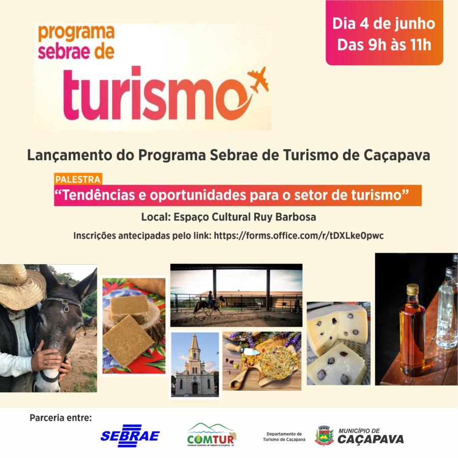 Caçapava recebe lançamento do “Programa Sebrae de Turismo” com palestra dia 4 de junho