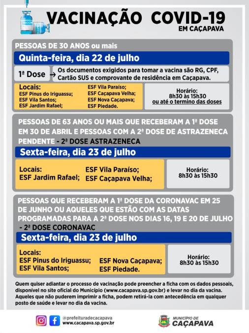 Prefeitura altera locais de aplicação da 2ª dose da Astrazeneca  e anuncia 2ª dose da Coronavac para sexta-feira