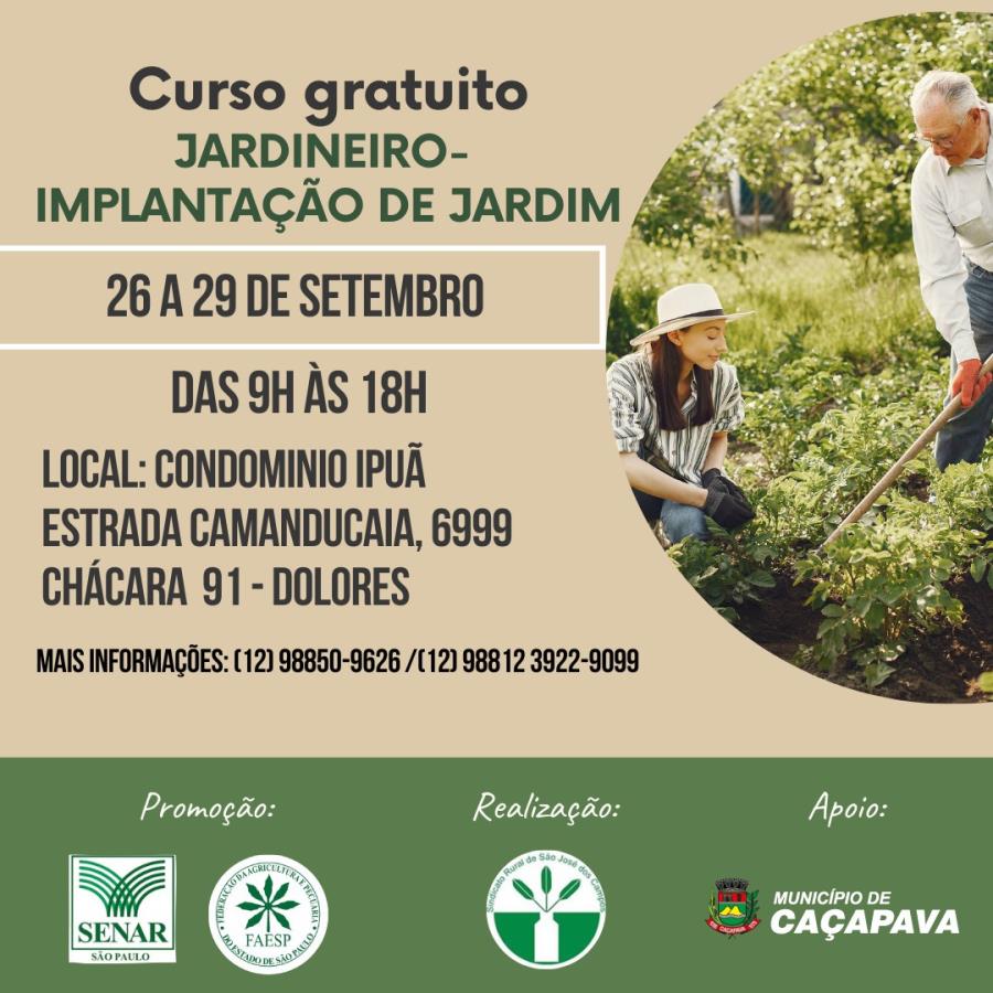 Prefeitura abre inscrições para curso gratuito “Jardineiro – Implantação de Jardim”