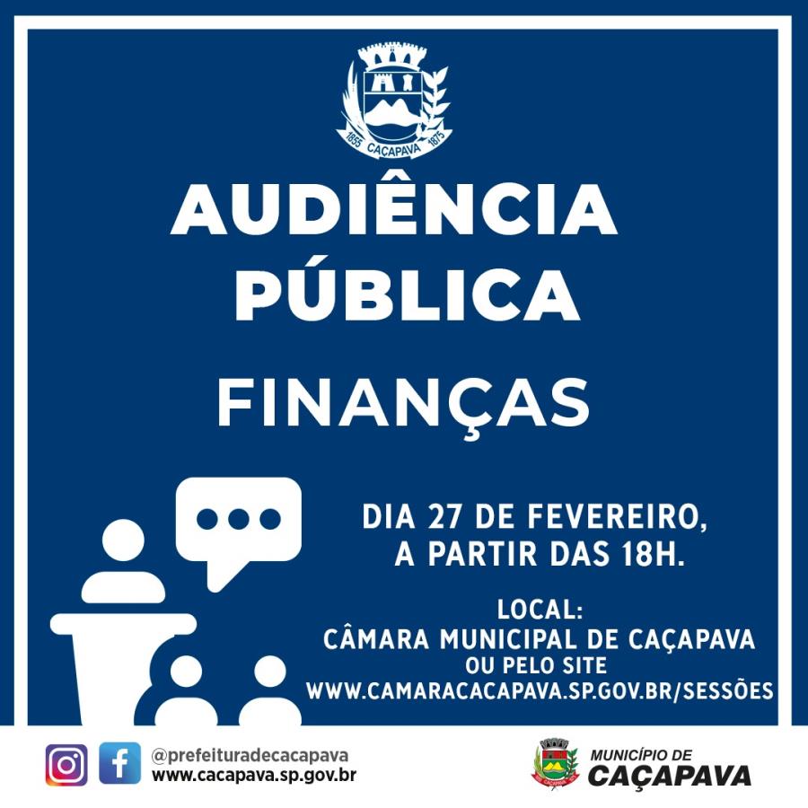 Secretaria de Finanças realiza audiência pública na próxima segunda-feira (27)